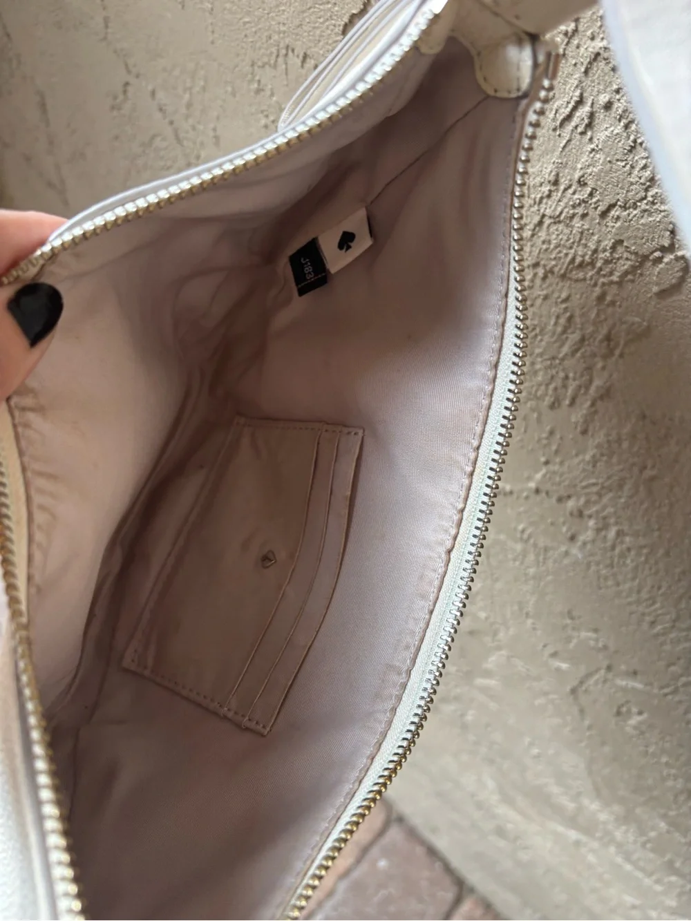 kate spade Cream Pebbled Leather Crescent Shoulder Bag